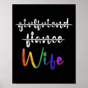 Just Married Lgbt Wedding Party Lesbian Wife Tee H Poster