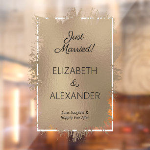Just Married! Light Brown Faux Foil