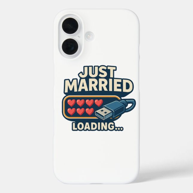 Just Married Loading – Funny Tech Wedding  Case-Mate iPhone Case (Back)