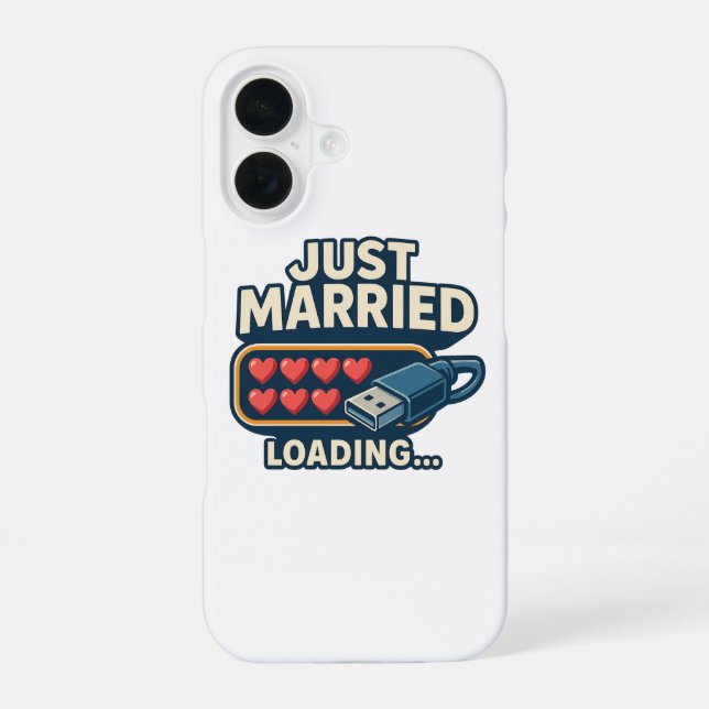 Just Married Loading – Funny Tech Wedding  iPhone 16 Case (Back)