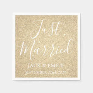 Just Married Luxury Gold Napkins
