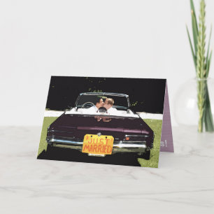 "just married" male wedding GREETING CARD