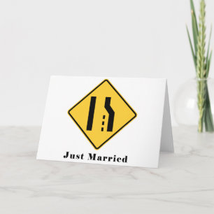 Just Married Merge Lane Reduction Funny Wedding Announcement