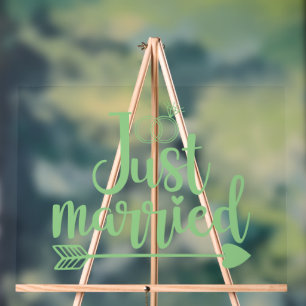 Just Married Mint Green Acrylic Sign