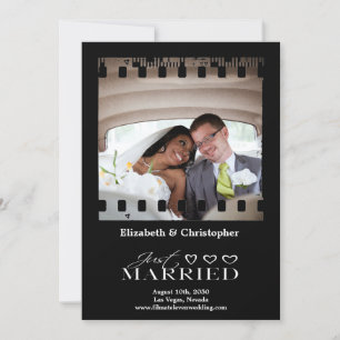 Just Married Modern Script Photo Wedding Save The Date