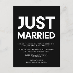 Just married Modern wedding announcement Postcard