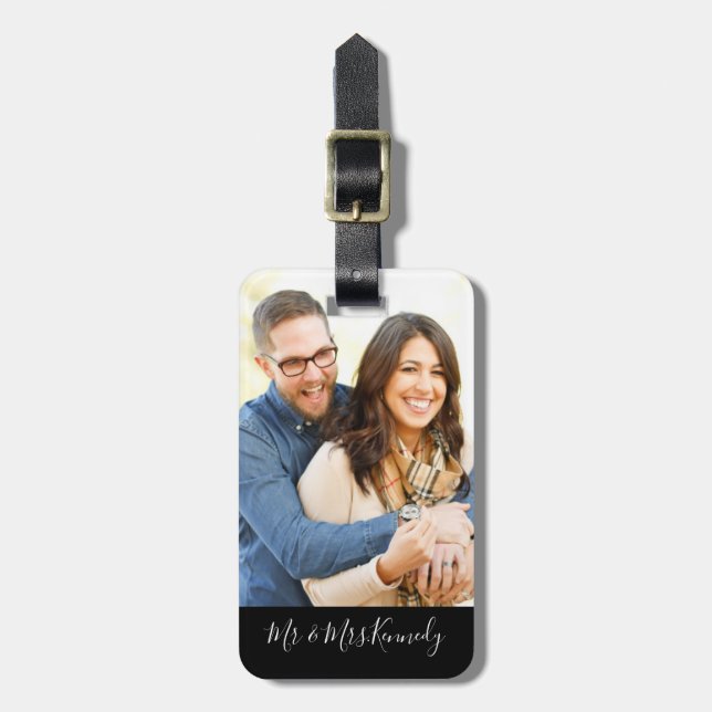 Just Married Mr And Mrs Photo Luggage Tag (Front Vertical)
