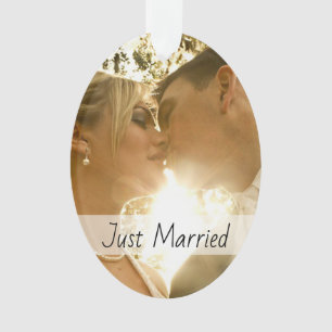 Just Married Mr and Mrs Wedding Photo Ornament
