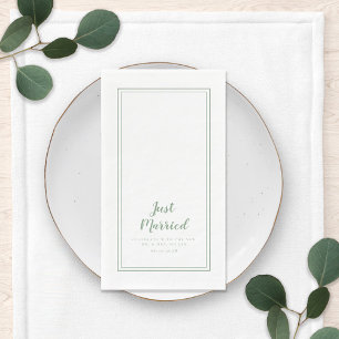 Just Married Mr & Mrs Rustic Green Wedding Dinner Napkin