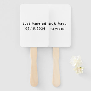 Just Married Mr. & Mrs. Wedding Monogram Hand Fan