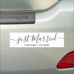 Just Married Names Wedding Car Magnet Decoration<br><div class="desc">Simple Just Married Names Wedding Car Magnet Decoration with newlyweds names in modern handwritten font.</div>