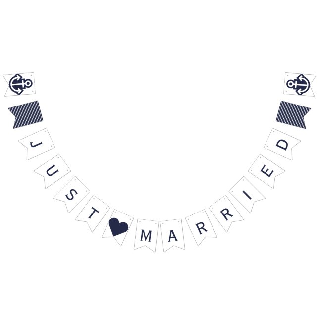 Just Married Nautical Wedding Bunting (All)