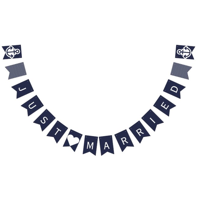 Just Married Nautical Wedding Bunting (All)
