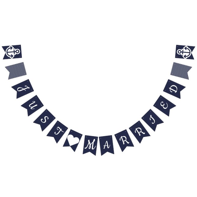 Just Married Nautical Wedding Bunting Bunting (All)
