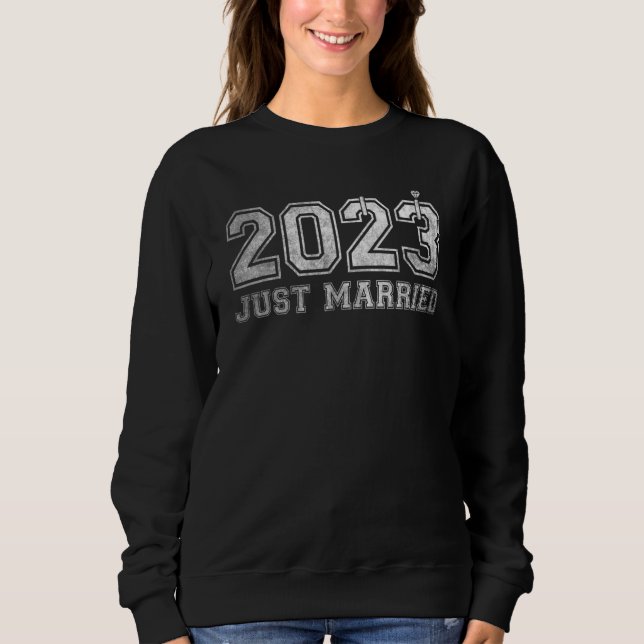 Just Married New Wife New Husband Matching 2023 Ho Sweatshirt (Front)