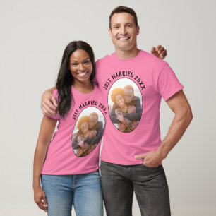 Just Married Newly Weds His And Hers Pink Unisex T-Shirt