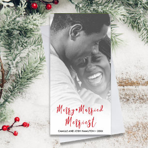 Just Married Newlywed Christmas Holiday Photo