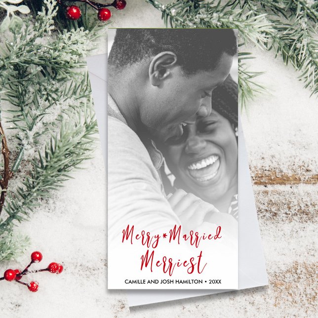 Just Married Newlywed Christmas Holiday Photo (Creator Uploaded)