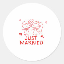 Just Married Newlywed Couple Wedding Favour Design