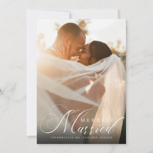 Just Married Newlyweds Christmas Photo Holiday Card