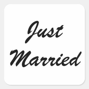 Just Married  Newlyweds Custom Script Text Wedding Square Sticker