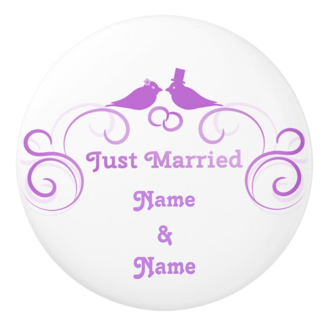 Just Married Newlyweds Thunder_Cove Ceramic Knob (Front)
