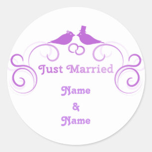 Just Married Newlyweds Thunder_Cove Classic Round Sticker