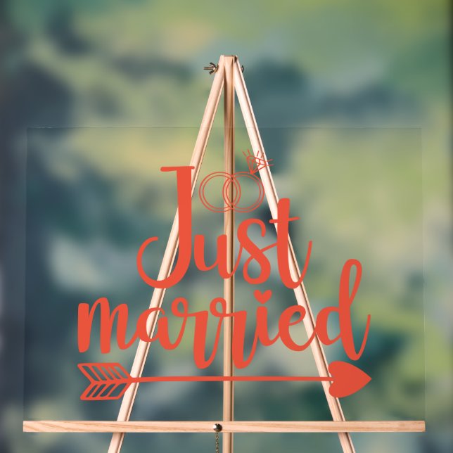 Just Married Orange Acrylic Sign (Neutral)