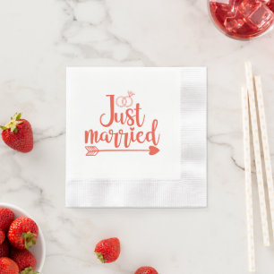 Just Married Orange Napkin