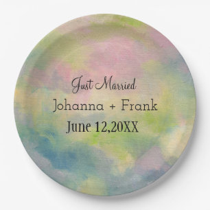 Just Married Pastels Paper Plate