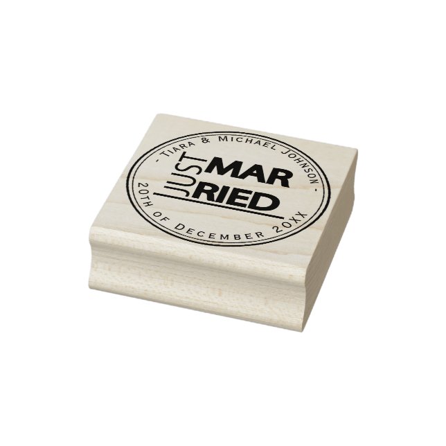 Just Married - Personalise Rubber Stamp (Stamp)