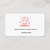 Just Married Personalised Business Card, Custom We