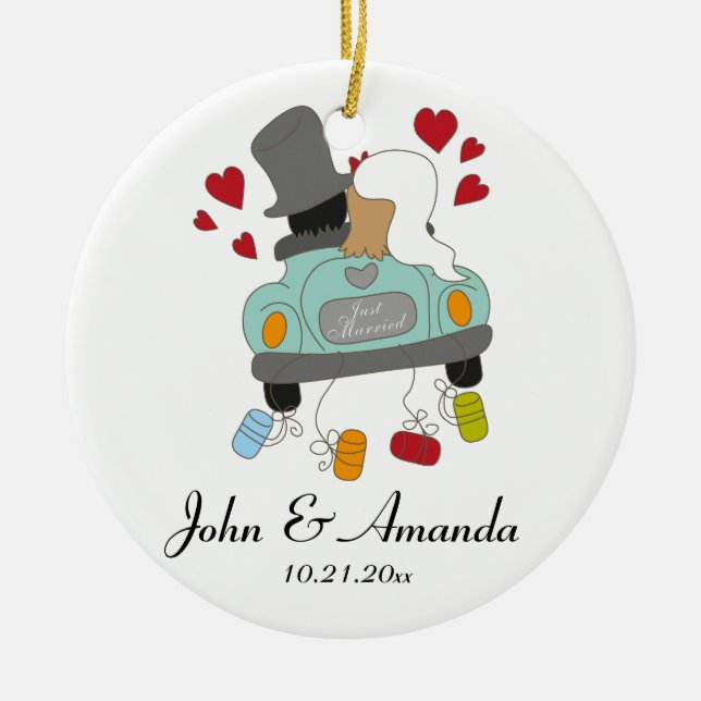 Just married personalised Christmas ornament (Front)