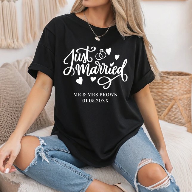 Just Married Personalised Couples Matching Wedding T-Shirt (Creator Uploaded)
