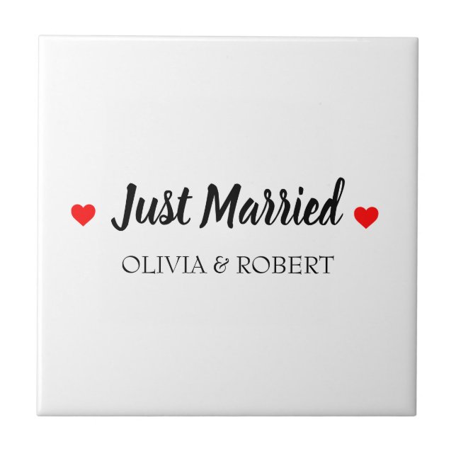 Just Married Personalised Tile (Front)