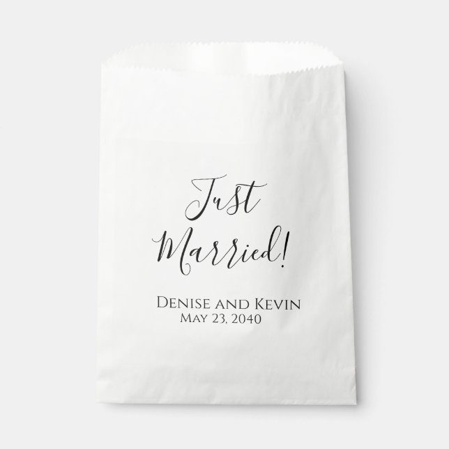 Just Married Personalised Wedding Favour Cake Bag (Front)