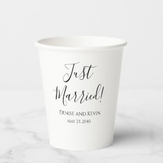 Just Married Personalised Wedding Paper Cups Party