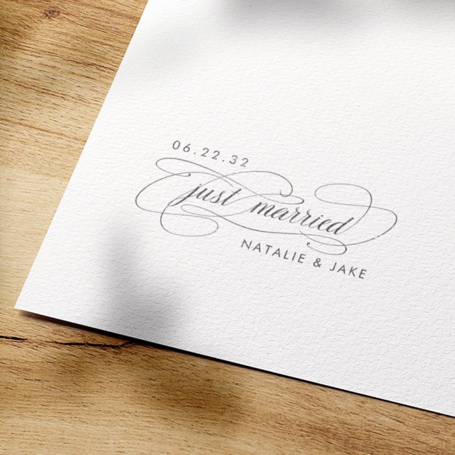 Just Married Personalised Wedding Self-inking Stamp (Creator Uploaded)