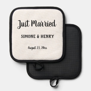 Just Married Personalized with Names Wedding Date Pot Holder