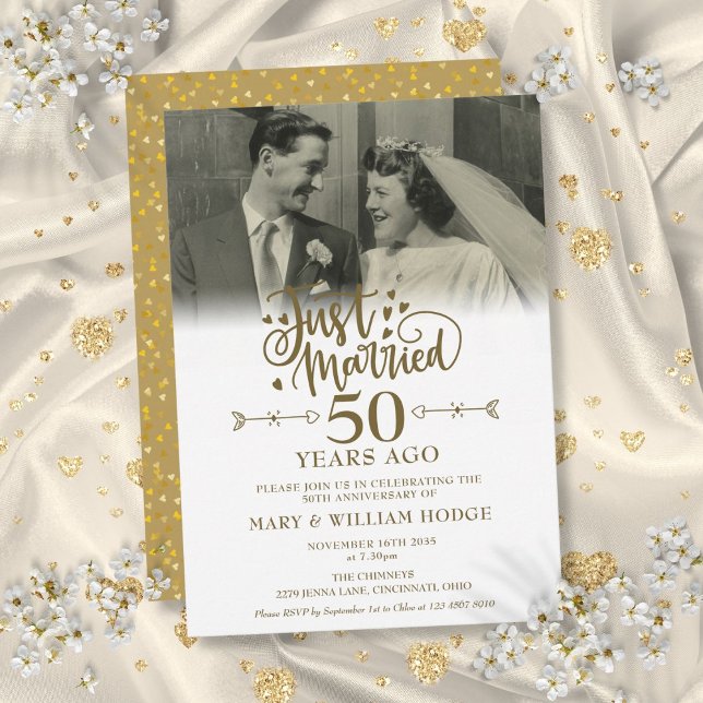 Just Married Photo 50th Wedding Anniversary Invitation (Just Married Photo 50th Wedding Anniversary Invitation)