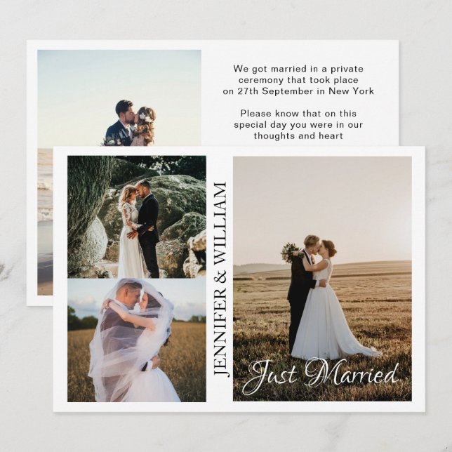 Just Married Photo Collage Wedding Announcement  (Front/Back)