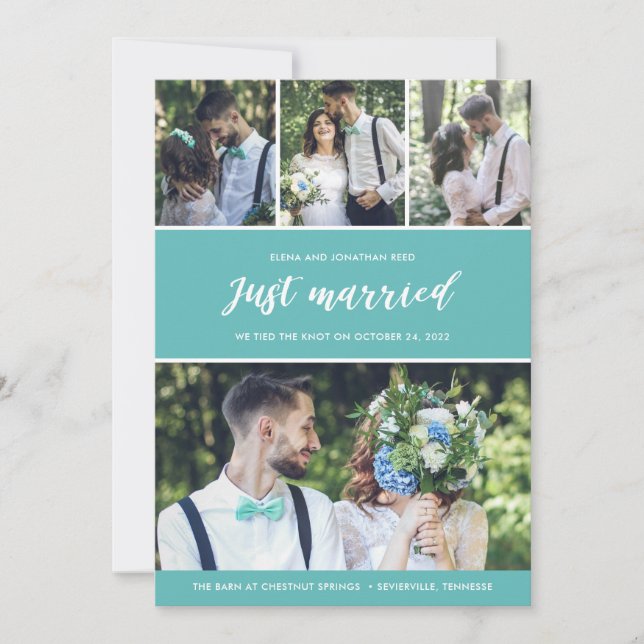 Just Married Photo Collage Wedding Announcement (Front)