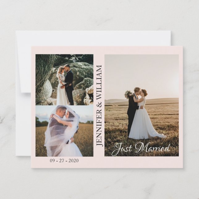 Just Married Photo Collage Wedding Announcement  (Front)