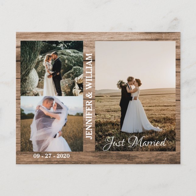 Just Married Photo Collage Wedding Announcement (Front)