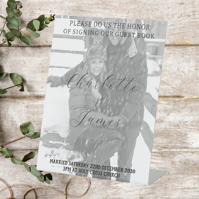 Just Married  Photo Guest Book Tabletop Sign (Creator Uploaded)