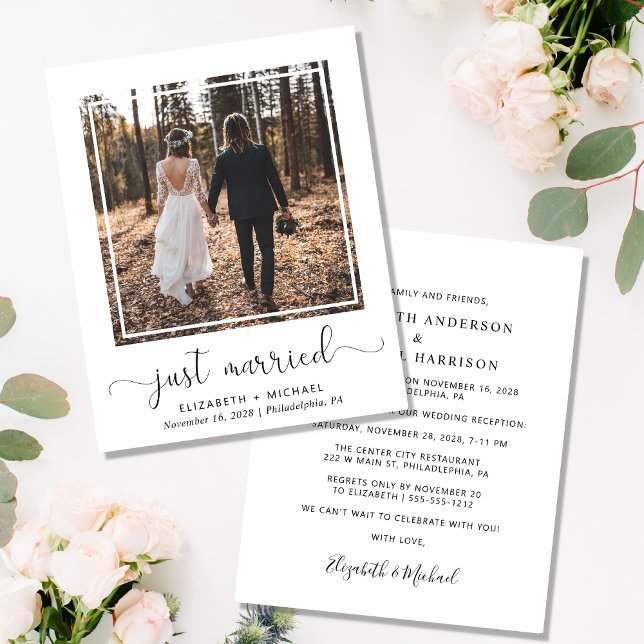 Just Married Photo Wedding Reception Invitation (Creator Uploaded)