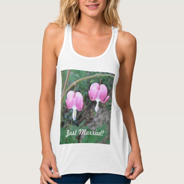 Just Married Pink Bleeding Hearts Tank Top (Front)