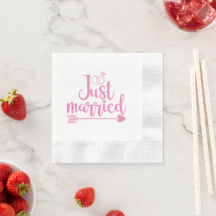 Just Married Pink Napkin