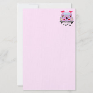 Just Married Pink Purple Stationery