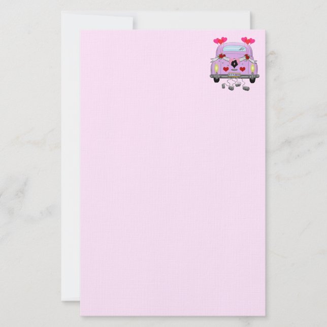 Just Married Pink Purple Stationery (Front)